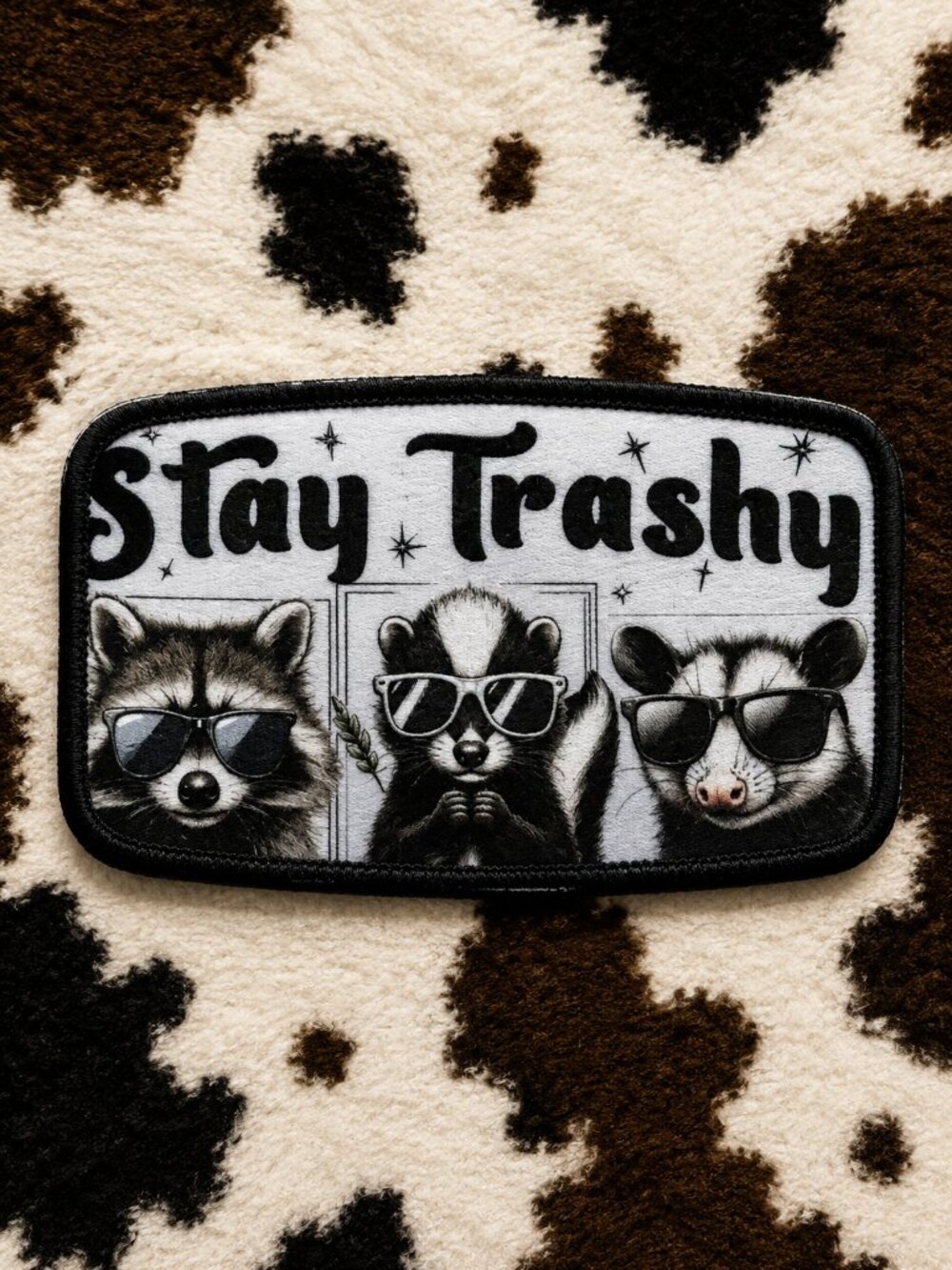 Stay Trashy Sublimation DYI Fabric Hat Patch Glue Iron On Sew Hat Patch